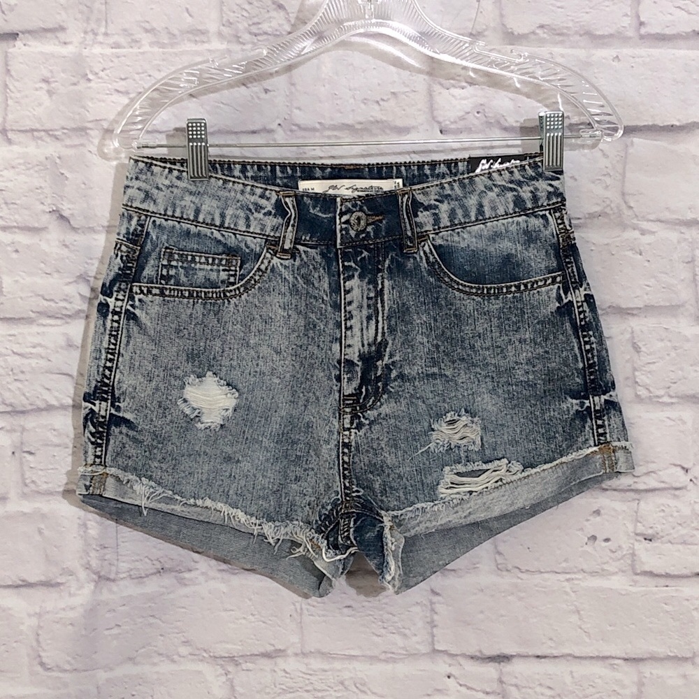 Forever 21 JW Signature Blue Distressed Jean Shorts size Medium acid wash cotton